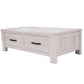 MANLY SOLID MOUNTAIN ASH TIMBER 2 DRAWER COFFEE TABLE IN BRUSHED WHITEWASH 127CM
