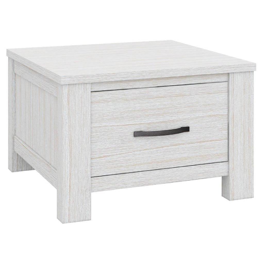 MANLY 60CM 2 DRAWERS LAMP/SIDE TABLE IN BRUSHED WHITEWASH