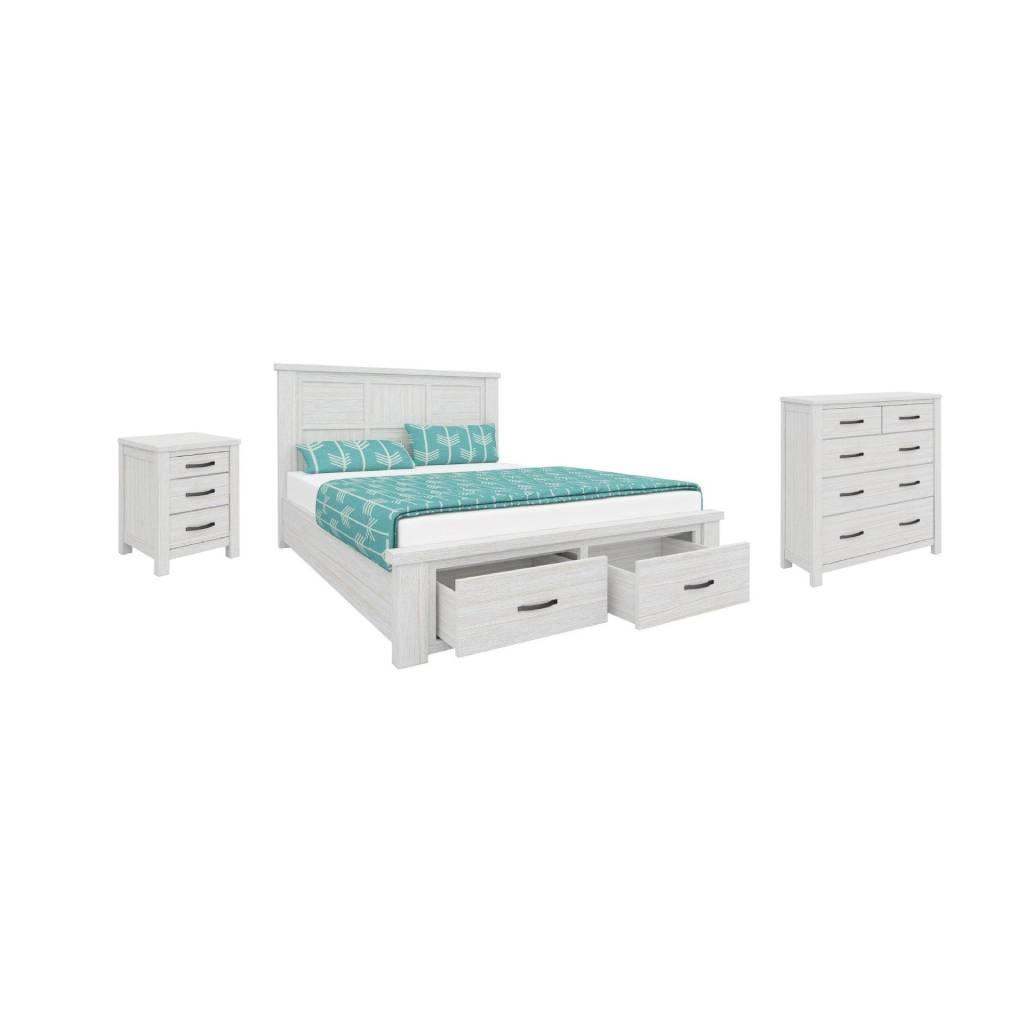 MANLY KING SIZE BED + TALLBOY + 2 BEDSIDE TABLES PACKAGE DEAL