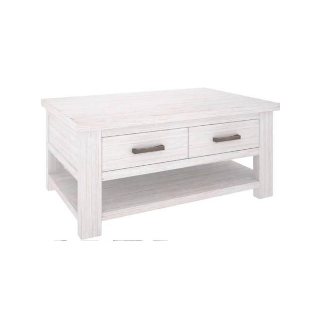 ATLANTA HAMPTONS SOLID ACACIA TIMBER COFFEE TABLE WITH 2 DRAWERS