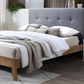 VARGAS FABRIC QUEEN BED WITH USB DARK GREY