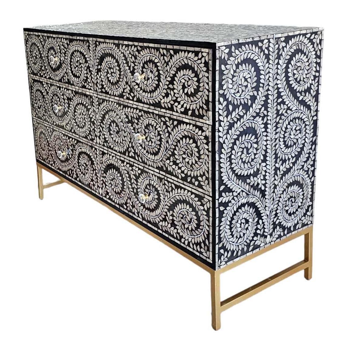 MOTHER OF PEARL ENCHANTING VINE 6 DRAWERS DRESSER