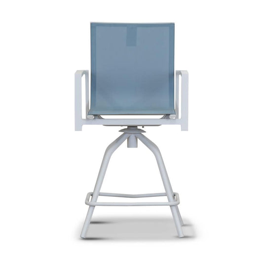 Versa Swivel Bar Chair, White / Blue
