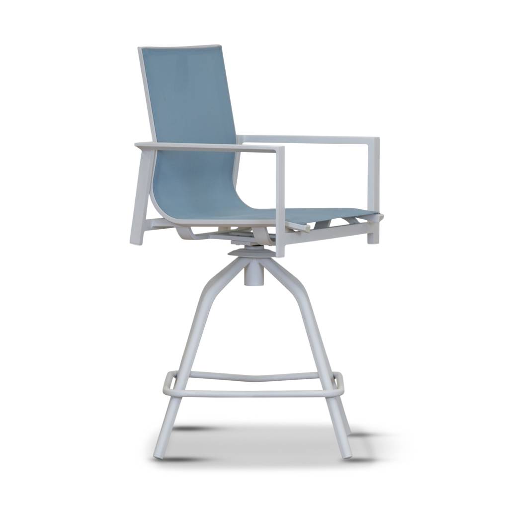 Versa Swivel Bar Chair, White / Blue