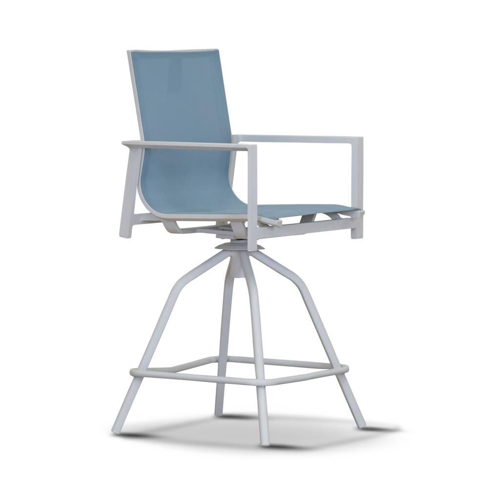 Versa Swivel Bar Chair, White / Blue