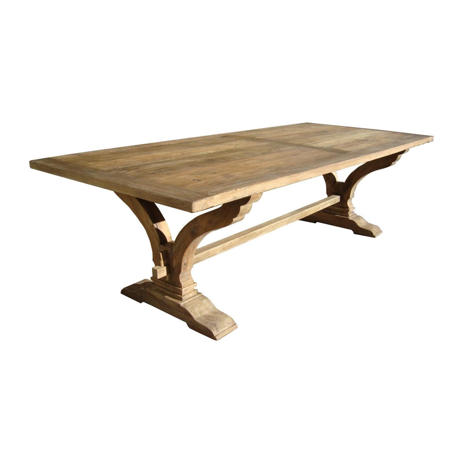 ANAIS FRENCH PROVINCIAL DINING TABLE RECYCLED TIMBER HARDWOOD 240CM RUSTIC + 8 x MELROSE DINING CHAIR IN ELM WOOD WITH A NATURAL FINISH - MyChocolateWood