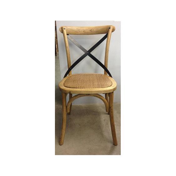 GLENWOOD ELM TIMBER METAL CROSS BACK CHAIR NATURAL - MyChocolateWood