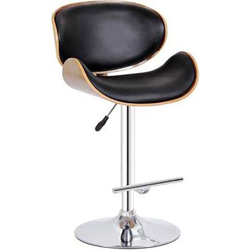 SAN MARIE BAR CHAIR CHROME AND WALNUT BLACK PU