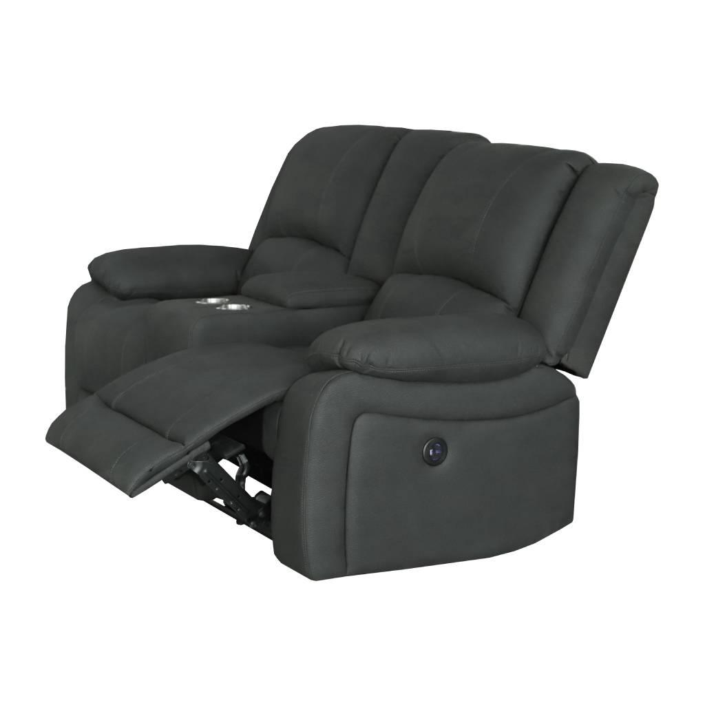 DORVAL 2-SEATER ELECTRIC RECLINER WITH CONSOLE SOFA JET - MyChocolateWood