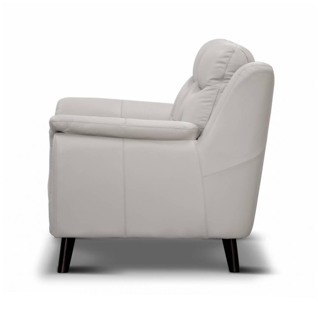 MALANIA 2-SEATER REAL LEATHER SOFA SETTEE COUCH SILVER