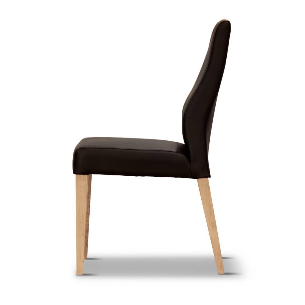 VALANCE BLACK PU DINING CHAIR WITH NATURAL LEGS IN TASSIE OAK