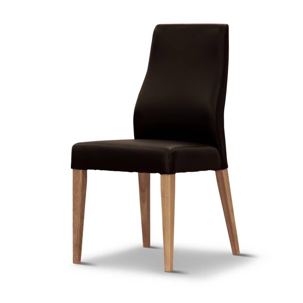 VALANCE BLACK PU DINING CHAIR WITH NATURAL LEGS IN TASSIE OAK