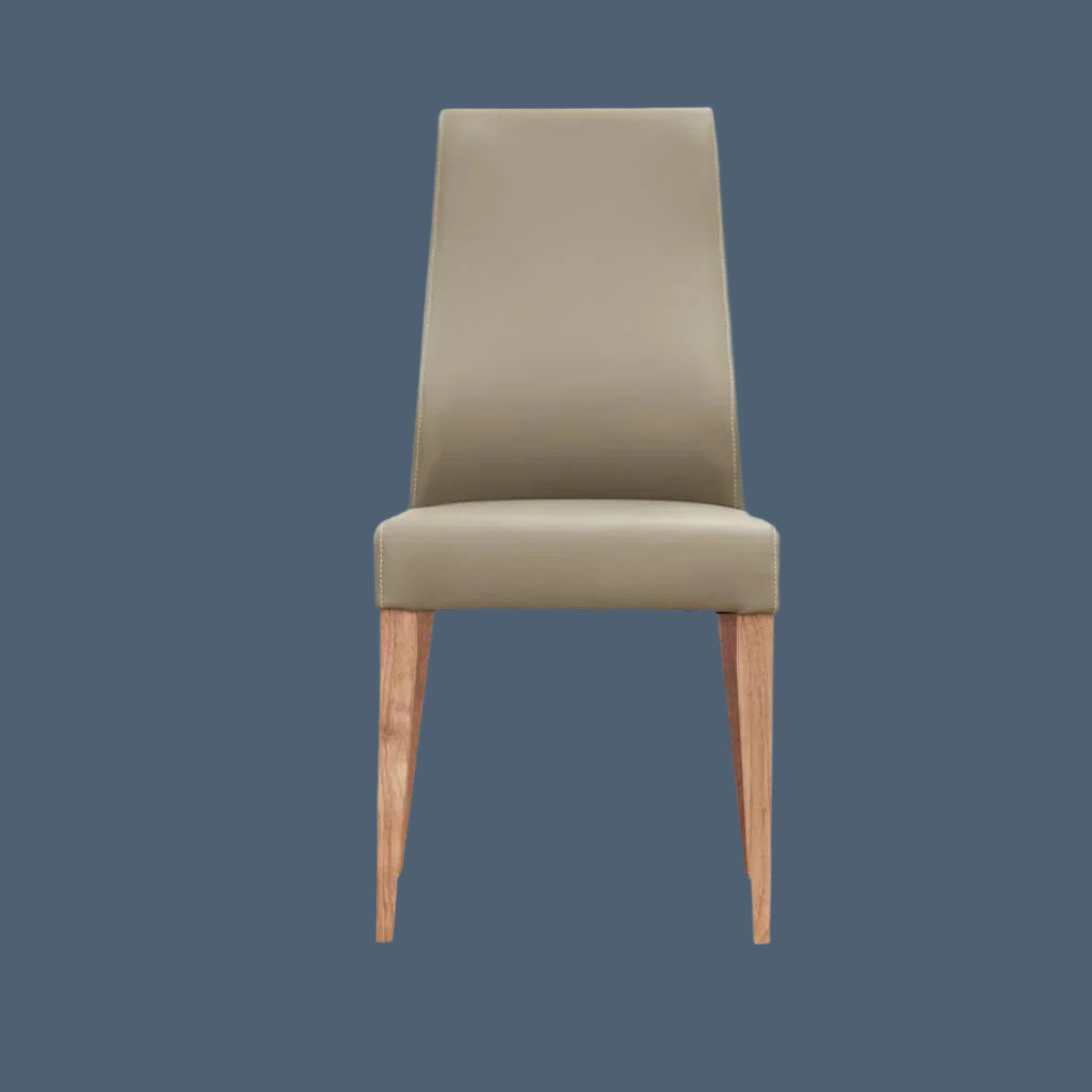 VALANCE MEDI SILVER PU DINING CHAIR WITH NATURAL LEGS IN TASSIE OAK
