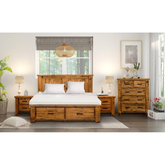 RICHMOND QUEEN SIZE BED WITH TALLBOY AND TWO BEDSIDE TABLES - PACKAGE DEAL