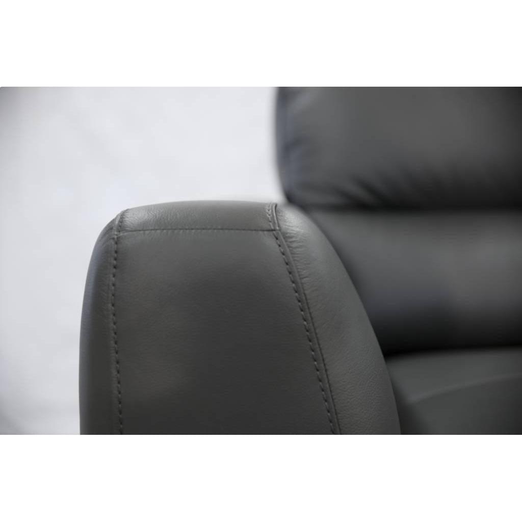 LOUANNE 2-SEATER REAL LEATHER SOFA SETTEE COUCH GUNMETAL