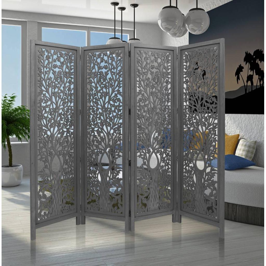 MALIBU ROOM DIVIDER SOLID MANGO WOOD180 X 200 IN DARK GREY