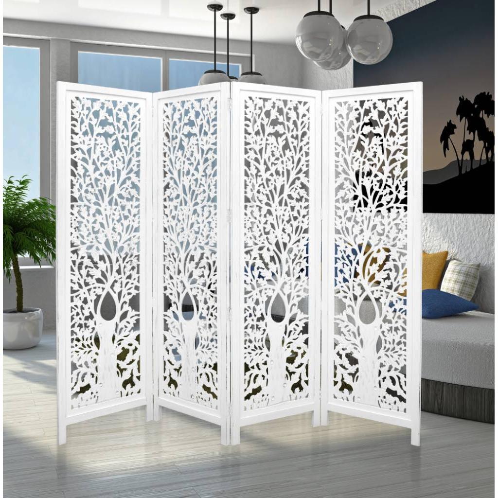 MALIBU ROOM DIVIDER SOLID MANGO WOOD180 X 200 IN WHITE