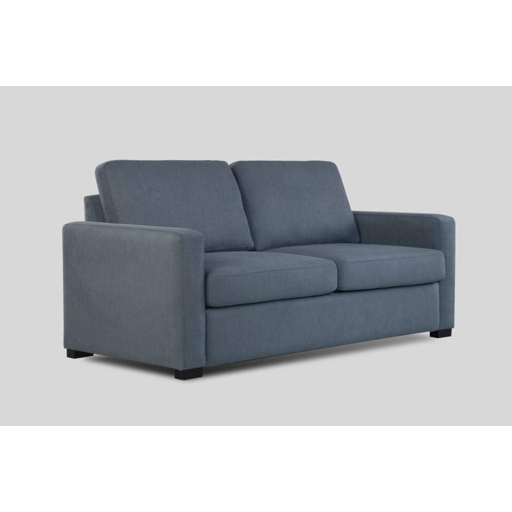 MELINDA FABRIC PULLOUT SOFA BED WITH MEMORY FOAM QUEEN MATTRESS IN INK - MyChocolateWood