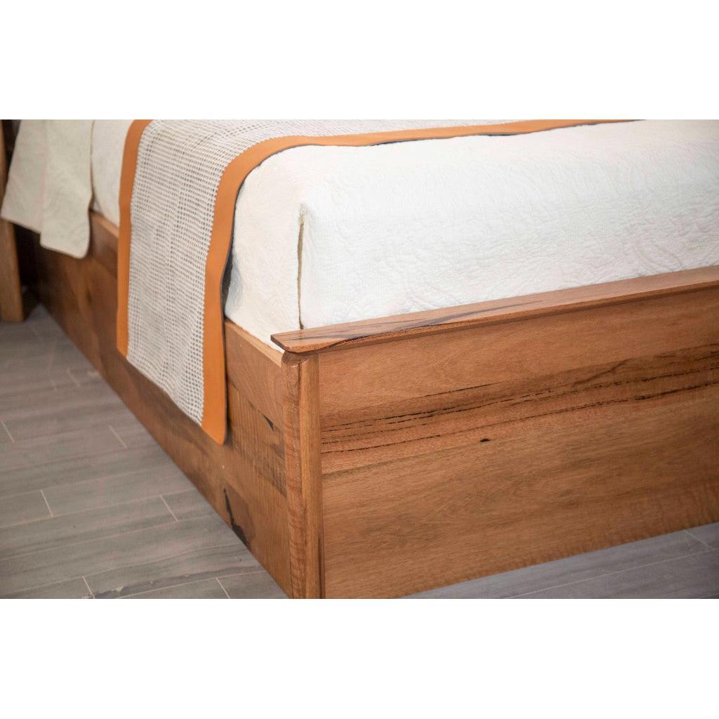BUNGARRA GAS LIFT STORAGE QUEEN SIZE BED IN MARRI WOOD - NATURAL - MyChocolateWood