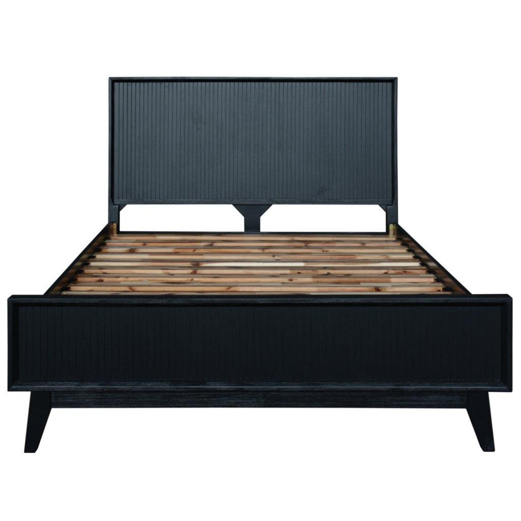 ELIJAH QUEEN SIZE BED + TALLBOY + 2 X BEDSIDE TABLES IN IN BRUSHED BLK PACKAGE DEAL
