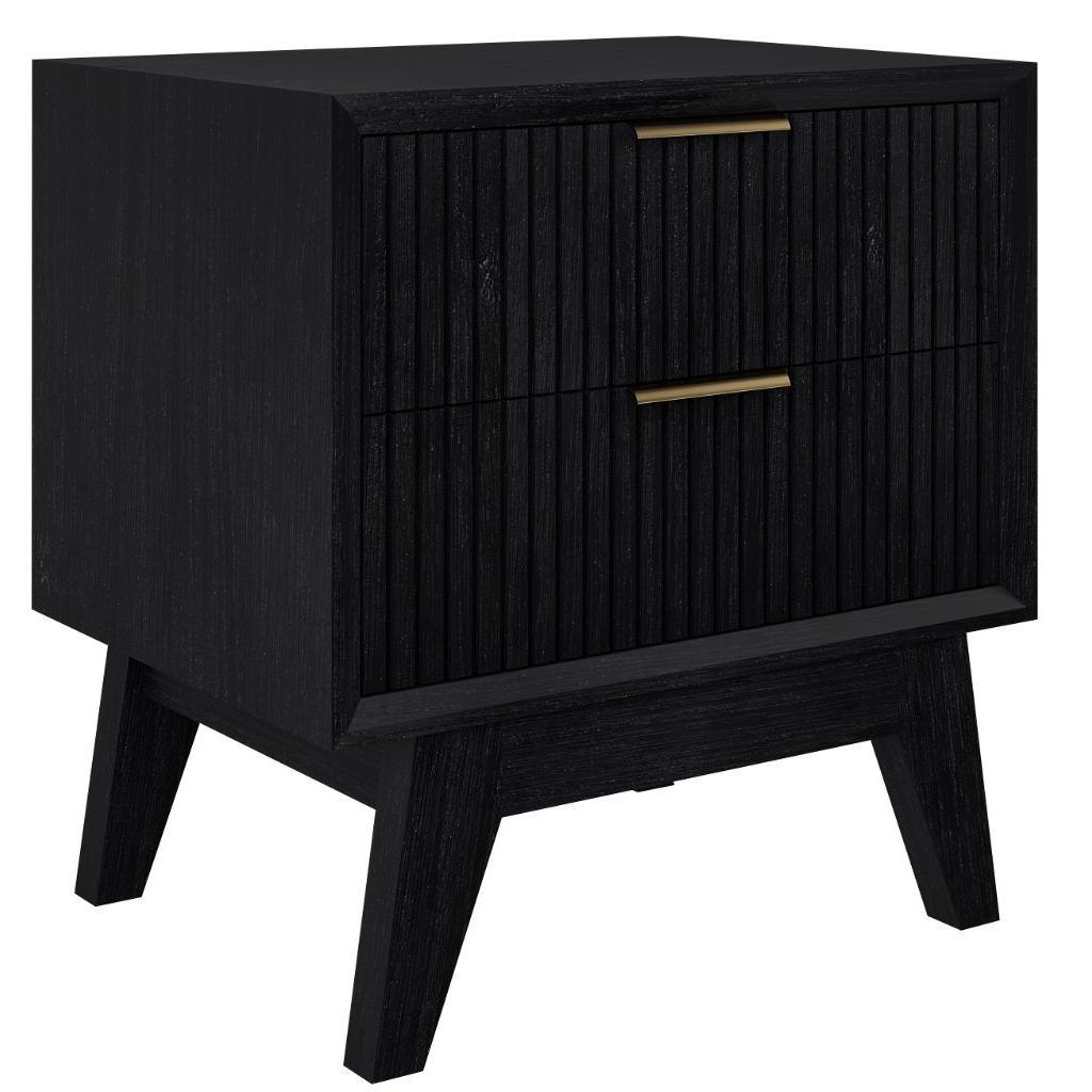 ELIJAH QUEEN SIZE BED + TALLBOY + 2 X BEDSIDE TABLES IN IN BRUSHED BLK PACKAGE DEAL