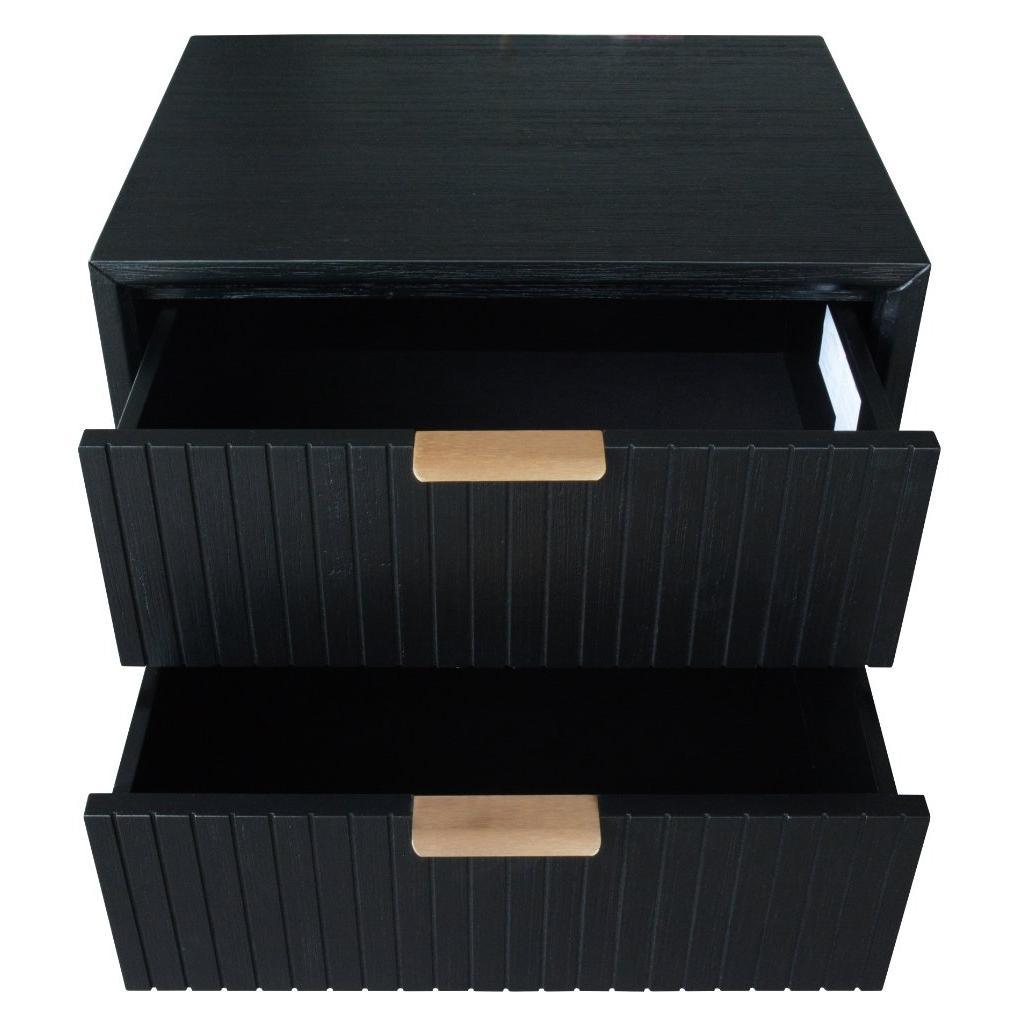 ELIJAH QUEEN SIZE BED + TALLBOY + 2 X BEDSIDE TABLES IN IN BRUSHED BLK PACKAGE DEAL