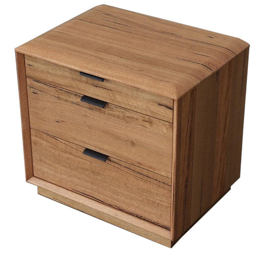 TAMWORTH 3 DRAWER BEDSIDE TABLE IN MARRI WOOD - NATURAL
