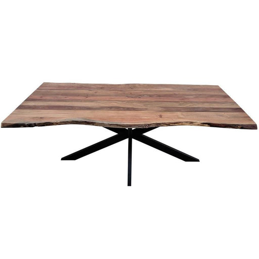CRISTO NATURAL SOLID ACACIA TIMBER DINING TABLE  WITH METAL LEGS INDUSTRIAL 240 CM