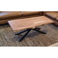 CRISTO NATURAL SOLID ACACIA TIMBER COFFEE TABLE WITH METAL LEGS INDUSTRIAL 130 CM - MyChocolateWood