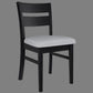 ELIJAH DINING CHAIR WITH FABRIC SEAT IN BRUSHED BLACK ACACIA WOOD