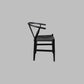 ELIJAH ACACIA WOOD WISHBONE DINING CHAIR IN BRUSHED BLACK - MyChocolateWood