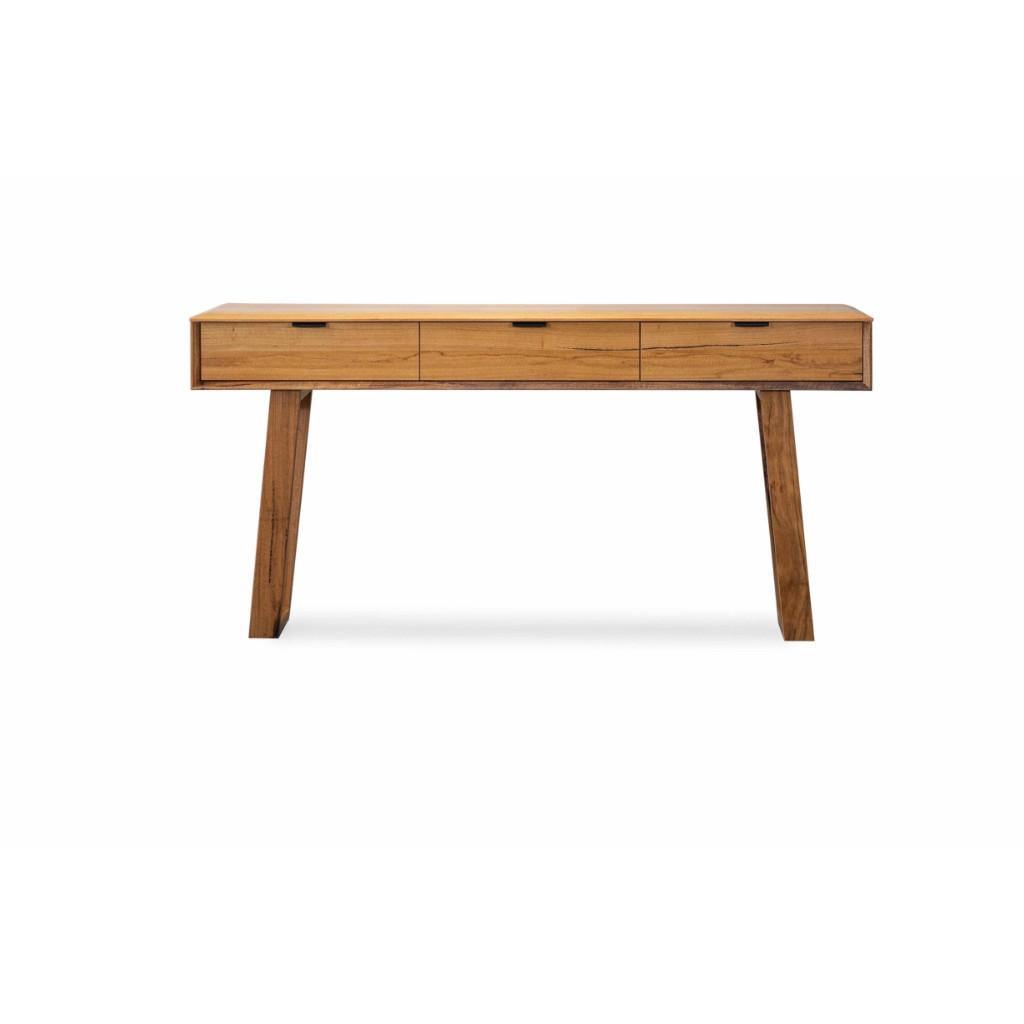 TAMWORTH 3 DRAWER CONSOLE TABLE/HALL TABLE IN MARRI WOOD - NATURAL