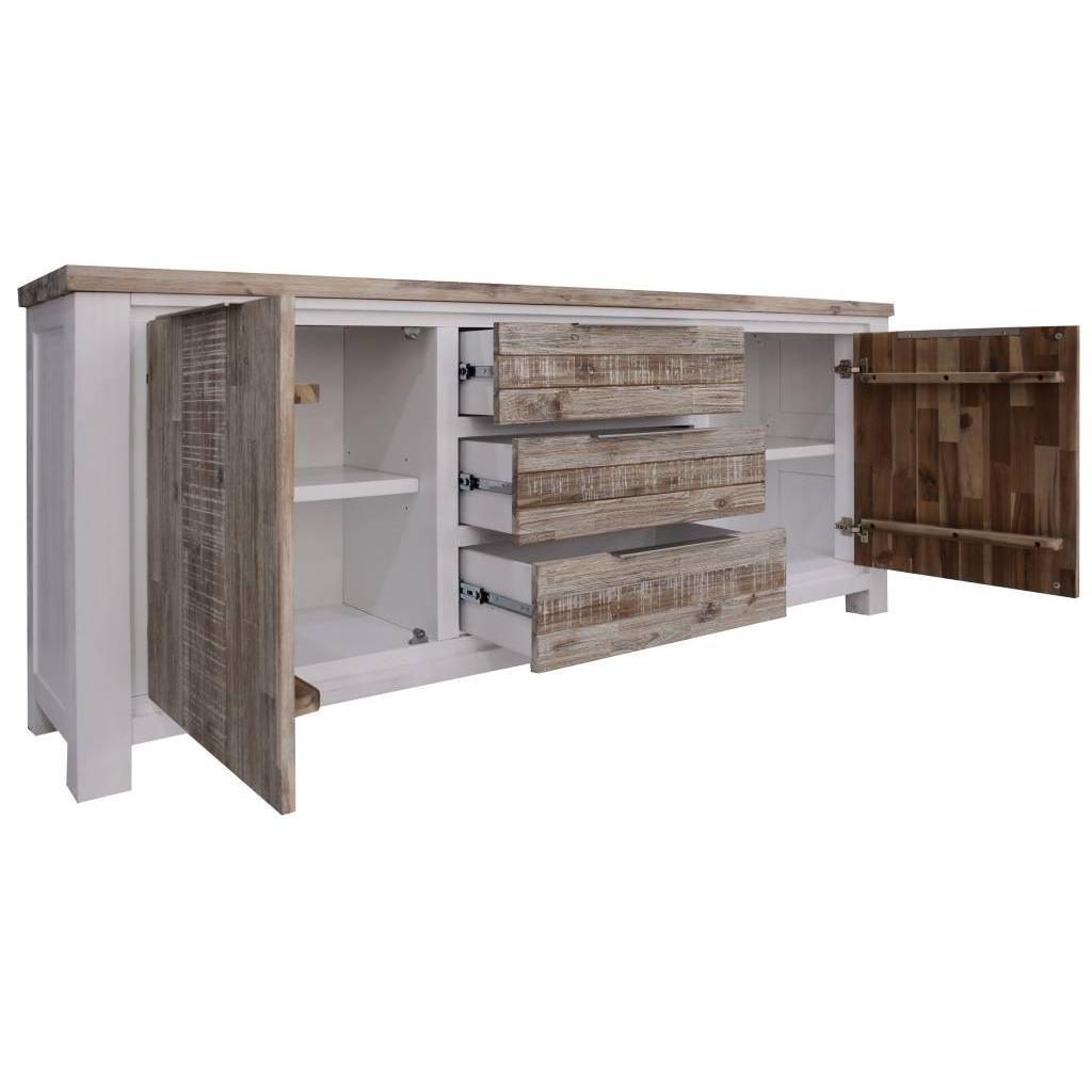 SCARBRO HAMPTONS SOLID ACACIA TIMBER BUFFET SIDEBOARD 2 DOORS 3 DRAWERS 