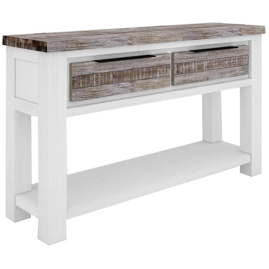 SCARBRO HAMPTONS SOLID ACACIA TIMBER CONSOLE TABLE WITH 2 DRAWERS