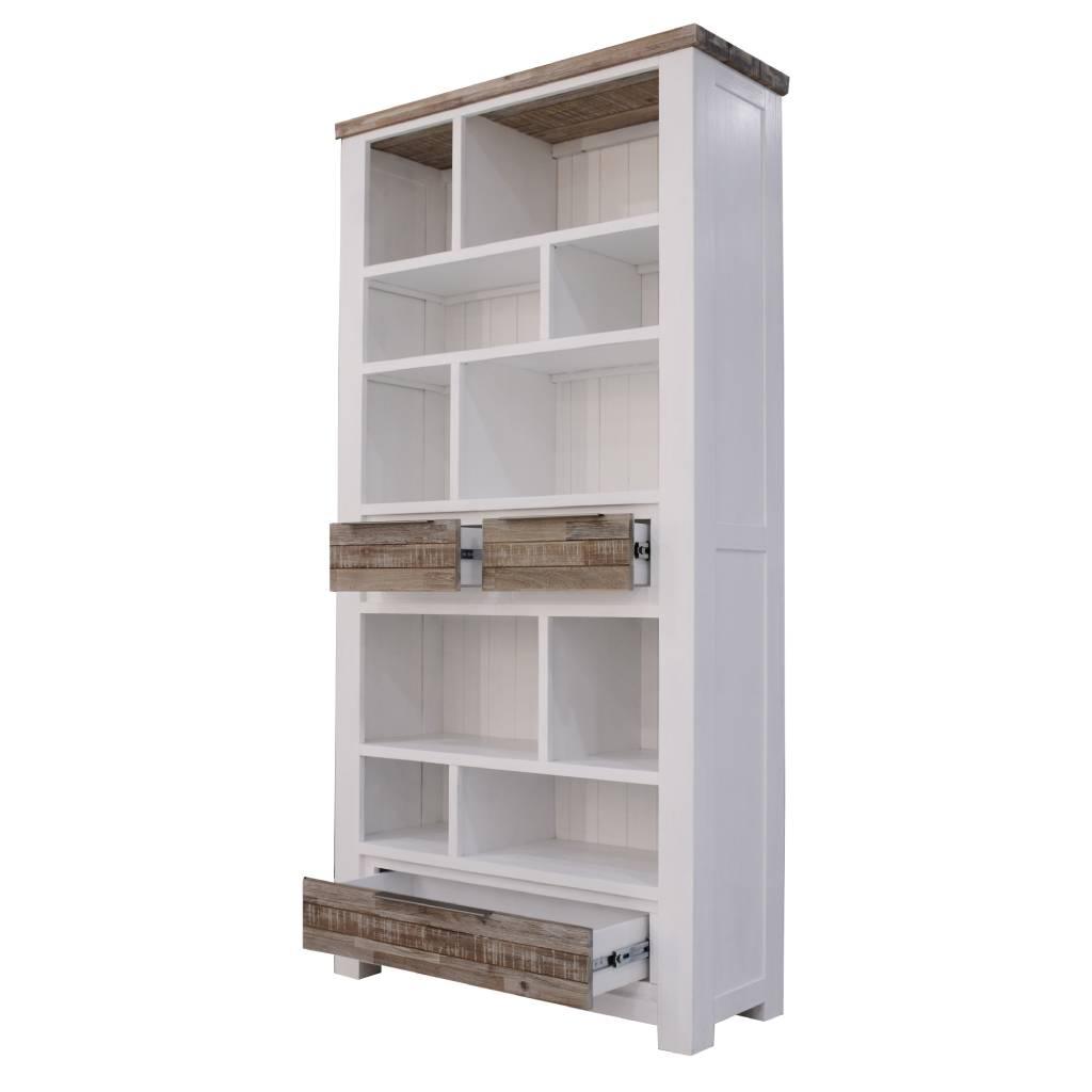 SCARBRO HAMPTONS SOLID ACACIA TIMBER BOOKCASE WITH 3 DRAWERS