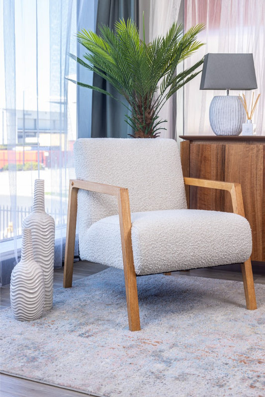 ATTICUS CONTEMPORARY FABRIC ARMCHAIR IN BEIGE