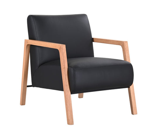 ATTICUS CONTEMPORARY BUFFALO LEATHER ARMCHAIR IN BLACK