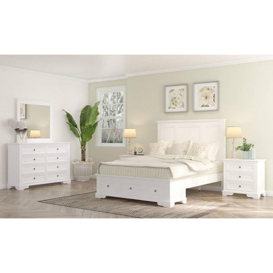 EGLANTINE ACACIA WOOD QUEEN SIZE BED + DRESSER + MIRROR + 2 X BEDSIDE TABLES PACKAGE DEAL