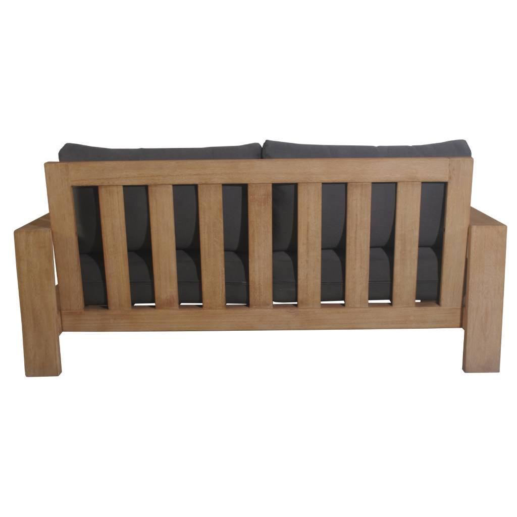ALANYA HAMPTONS OUTDOOR 2-SEATER SOFA SETTEE EUCALYPTUS FRAME DARK CHARCOAL