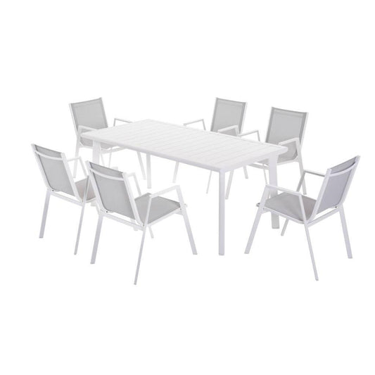 NARANG OUTDOORS 7PC DINING SET-LIGHT GREY/WHT(2PC)