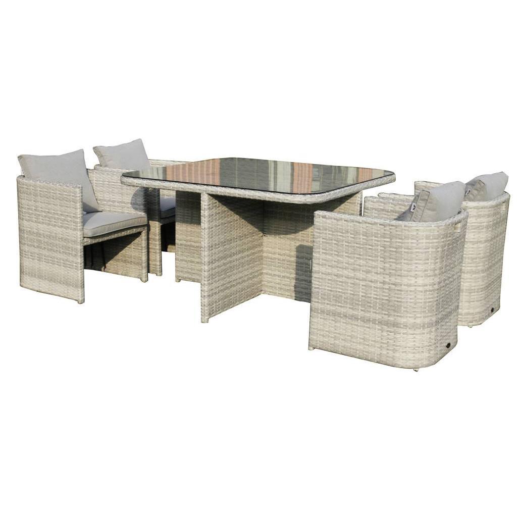 MARIELLA 5 PIECE WICKER BALCONY DINING SET 120CM
