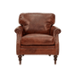 BUCKINGHAM AGED LEATHER ARMCHAIR WITH BRASS STUD DETAILING - MyChocolateWood