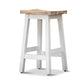 PAPAYA SOLID MANGO WOOD STOOL WHITE BASE & WHITEWASH TOP - MyChocolateWood