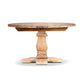 ASTI MANGO WOOD ROUND PEDESTAL DINING TABLE 135CM + 4 X ROSSI HAMPTONS DINING CHAIR WITH A LINEN FABRIC IN BEIGE- PACKAGE DEAL - MyChocolateWood