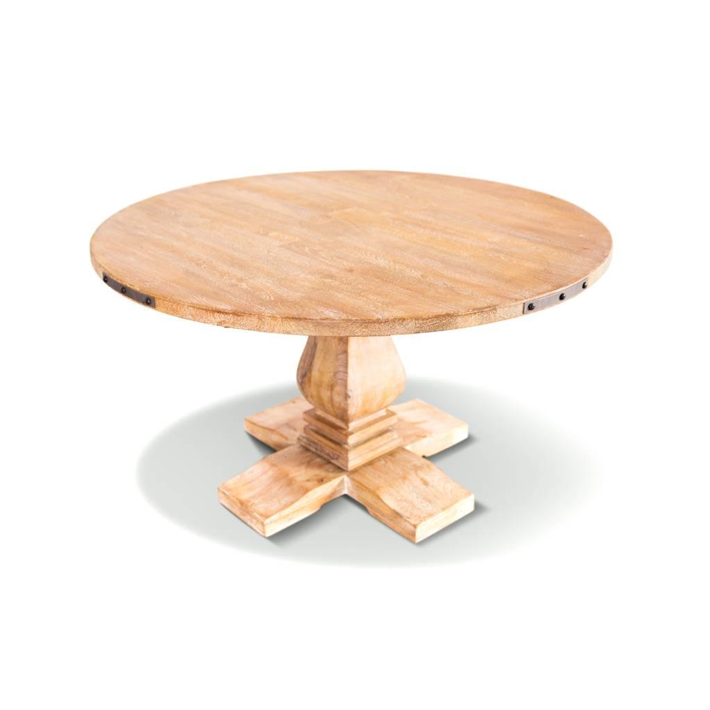 ASTI PEDESTAL STYLE LEG ROUND DINING TABLE IN HONEY WASH