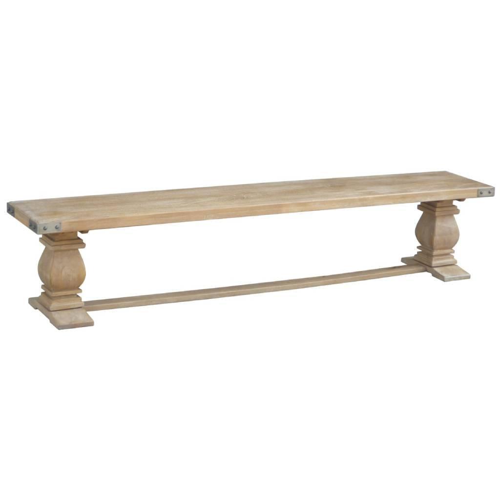 ASTI PEDESTAL STYLE LEG SOLID MANGO WOOD BENCH IN HONEY WASH