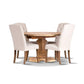 ASTI MANGO WOOD ROUND PEDESTAL DINING TABLE 135CM + 4 X ROSSI HAMPTONS DINING CHAIR WITH A LINEN FABRIC IN BEIGE- PACKAGE DEAL - MyChocolateWood