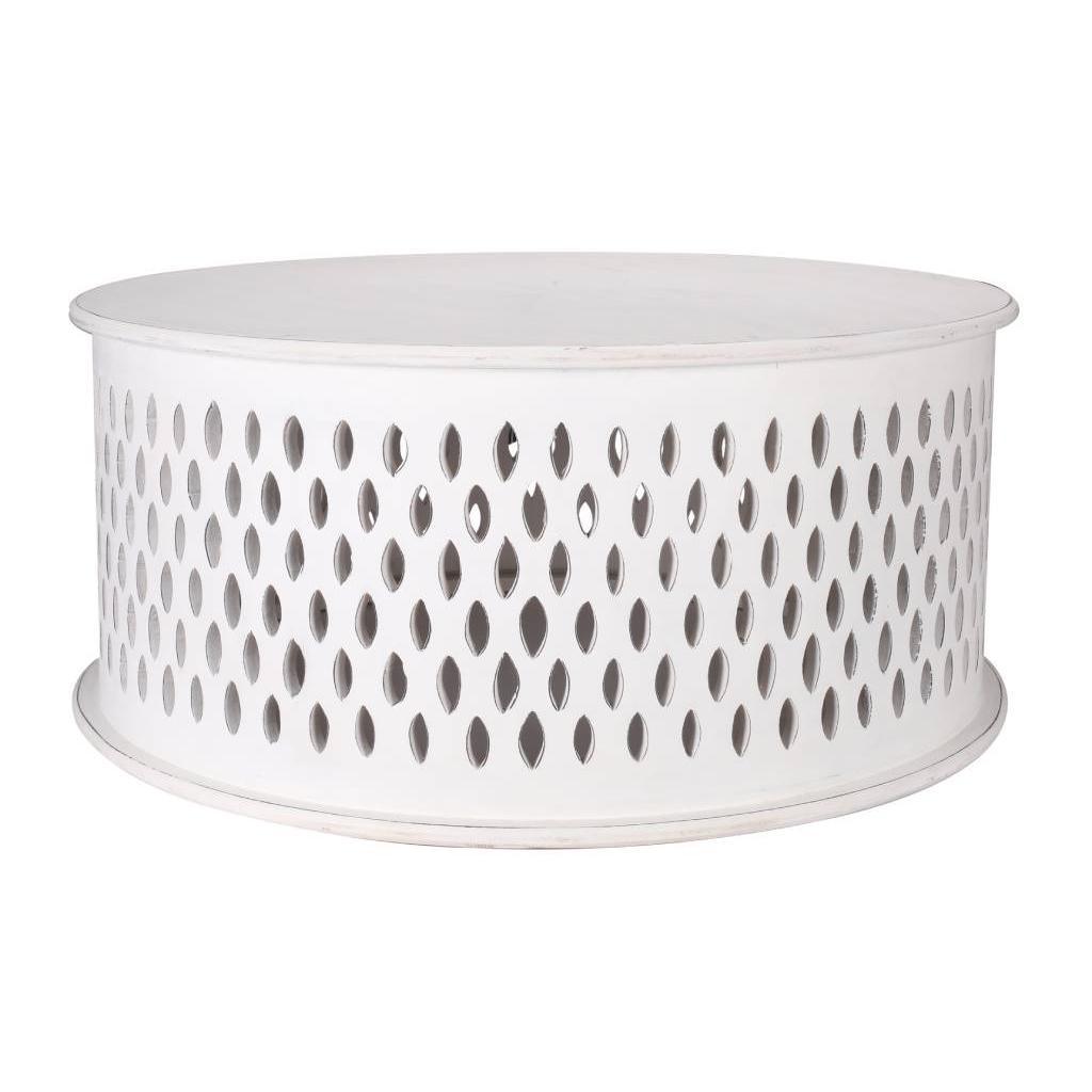 MOSAIC SOLID HARDWOOD ROUND COFFEE TABLE WHITE - MyChocolateWood