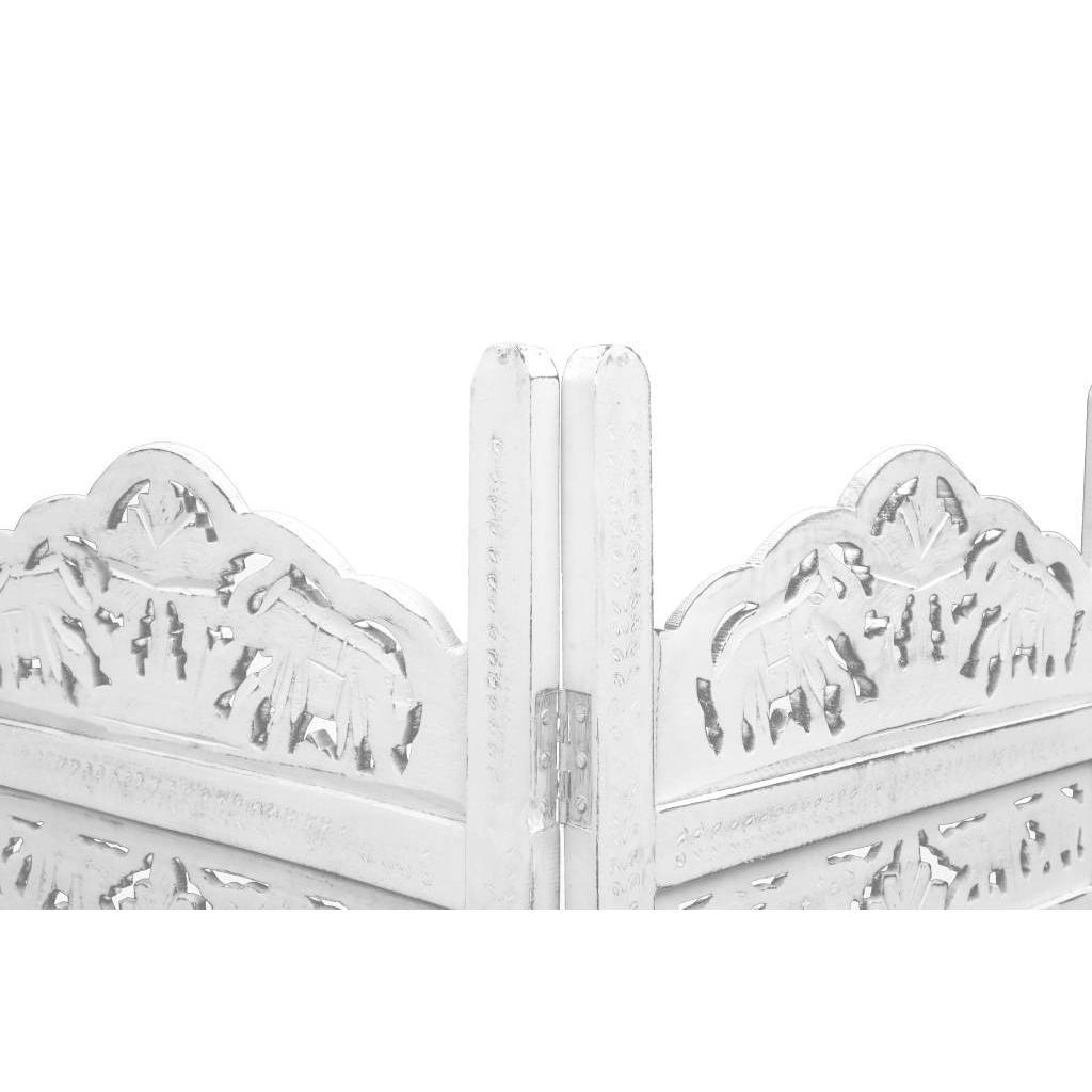 ELEPHANT SCREEN 4 PANELS IN WHITE