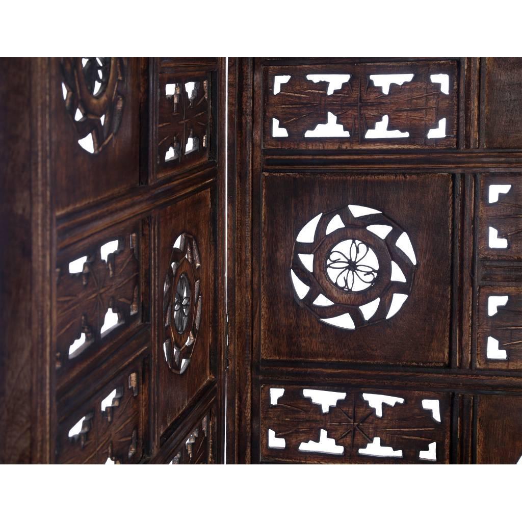 CIRCLE SCREEN 4 PANELS IN BURNT FINISH